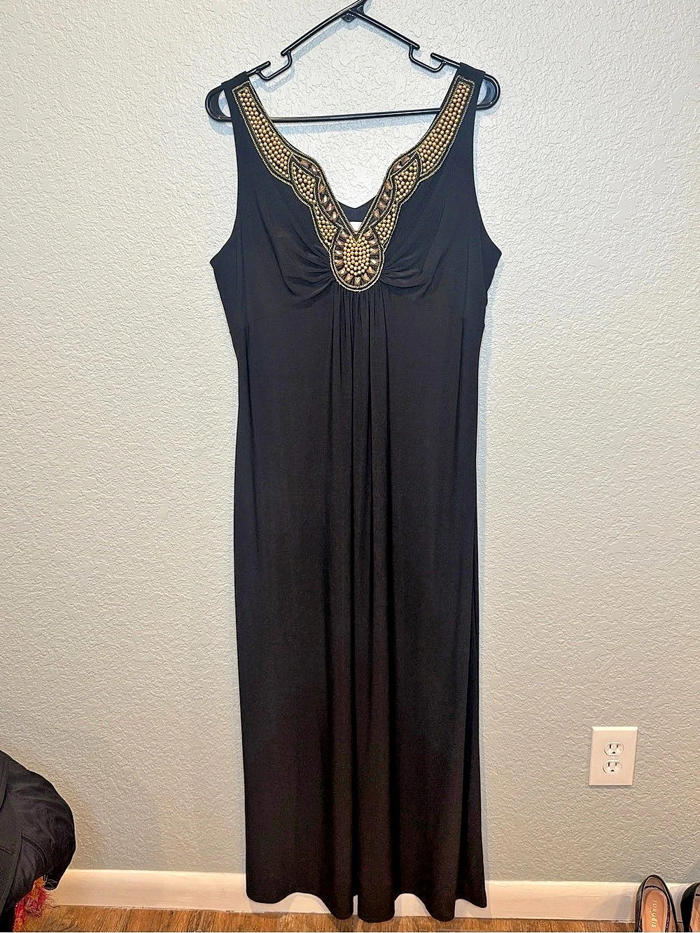 RSVP Black Embellished Maxi Dress Size 14 Like New